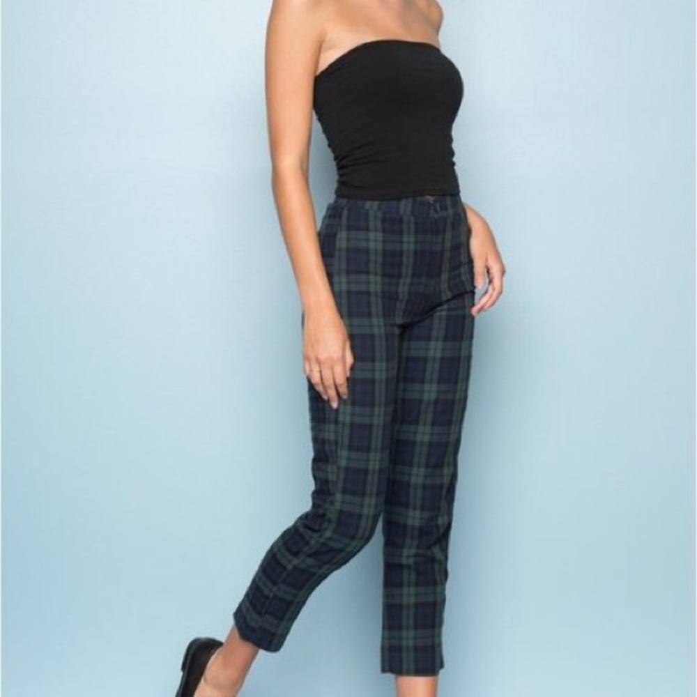 Brandy Melville green plaid Tilden Pants